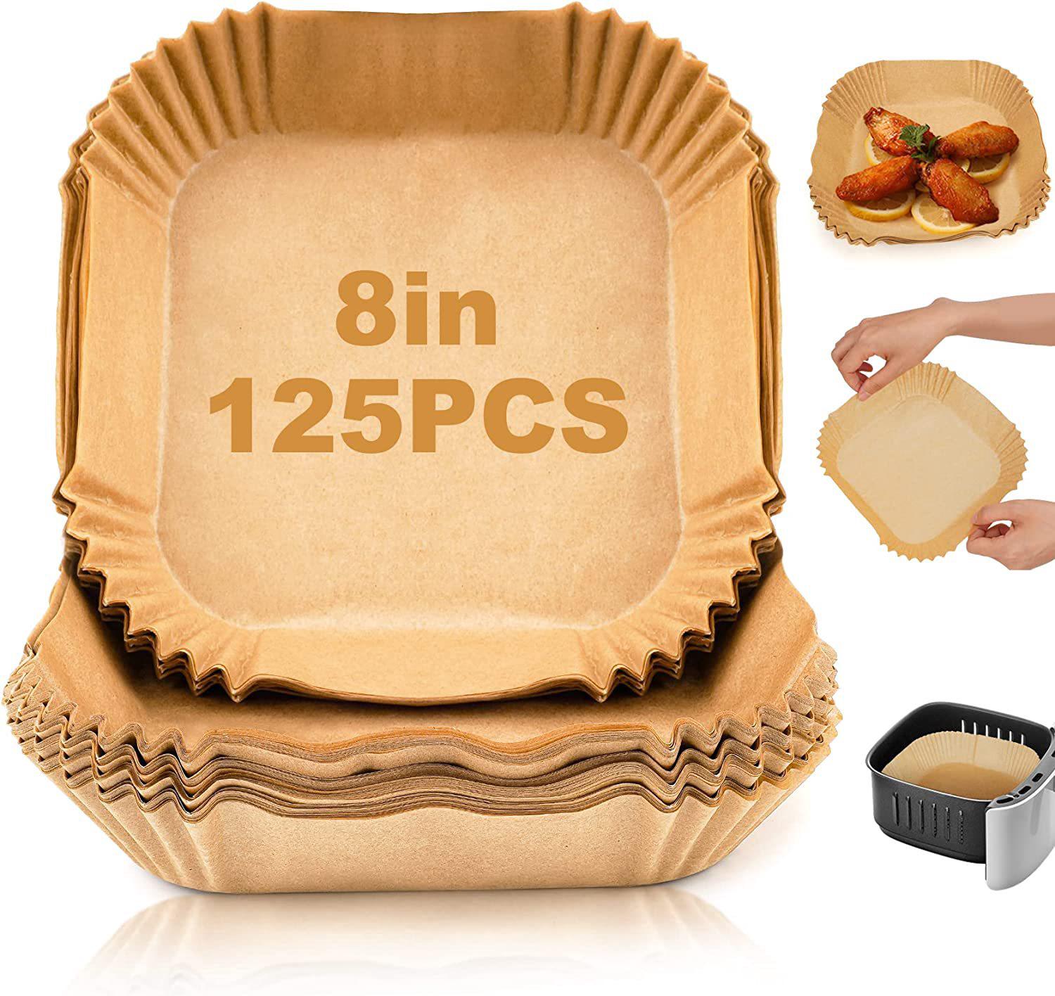 Backpapier Für Heißluftfritteusen, 100 Stück, 20 Cm, Einweg-backpapier, Antihaftbeschichtet, Ölfrei, Zubehör Für Heißluftfritteusen