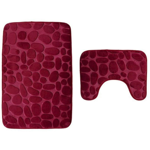 Set Aus 2 Rutschfesten Badematten Und Toilettenmatten Für Badezimmer, Maschinenwaschbar (rot)