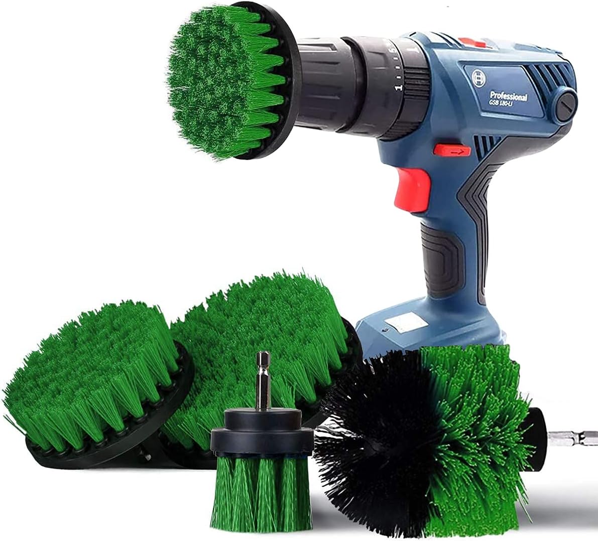 4 Bohrmaschinen-reinigungsbürsten, Bohrmaschinenbürste Für Auto, Fliesen, Teppich, Badewanne, Küche, Toilette, Grün