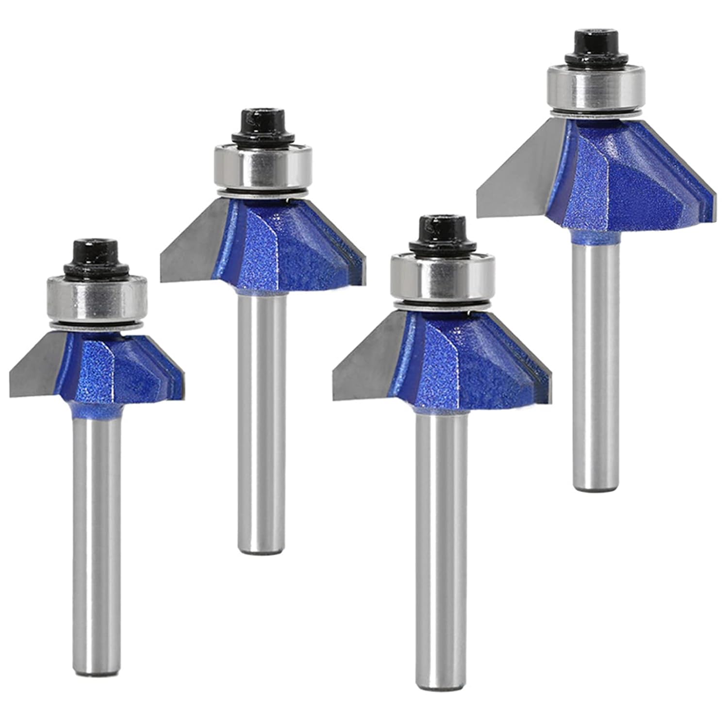Aiducho 4-teiliges 45°-fasenfräser-set Mit 6-mm-schaft, Holzbearbeitungswerkzeug, Oberfräse Zum Fasen Und Kantenbeschneiden