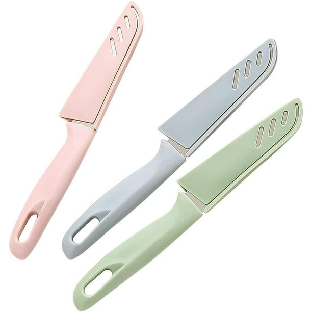 Set Mit 3 Obstmessern In Rosa, Blau Und Grün Scharf Und Langlebig, Mit Schutzhülle Kleines Küchenmesser, Ideal Für Die Meisten Gemüse-, Obst- Und Fleischsorten.