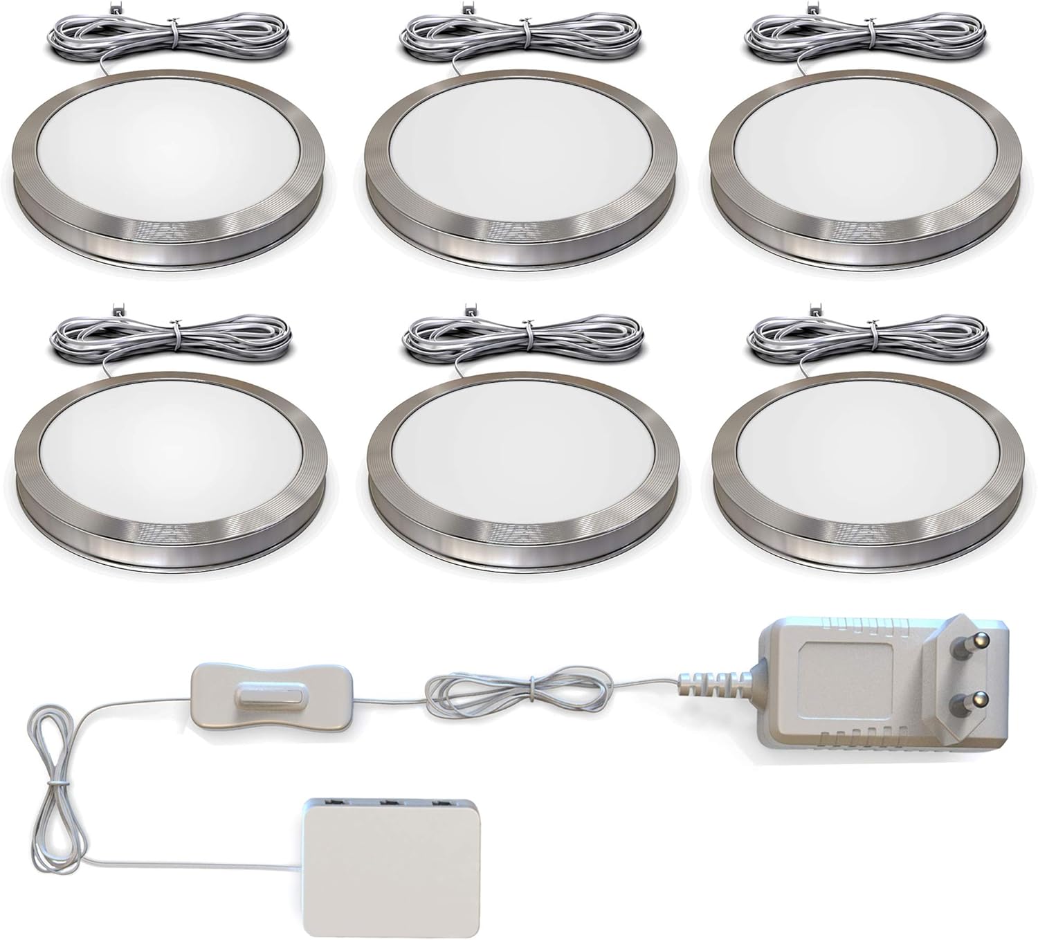Led-unterbauleuchten, 170 Lm/punkt, Ankleidezimmerbeleuchtung, Aufputz- Oder Einbaustrahler Für Küchen, Vitrinen, Schränke Und Ständer, 3000 K, Ultradünn 9,5 Mm, Zubehör Inklusive