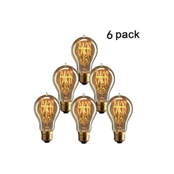 E27-glühbirne, Café-/bar-stil, A19-glühfaden, 40 W, 6er-pack, Retro-vintage-lichtquelle, 40 W A19 E27-schraubsockel, 220–240 V, Für Wohnzimmer