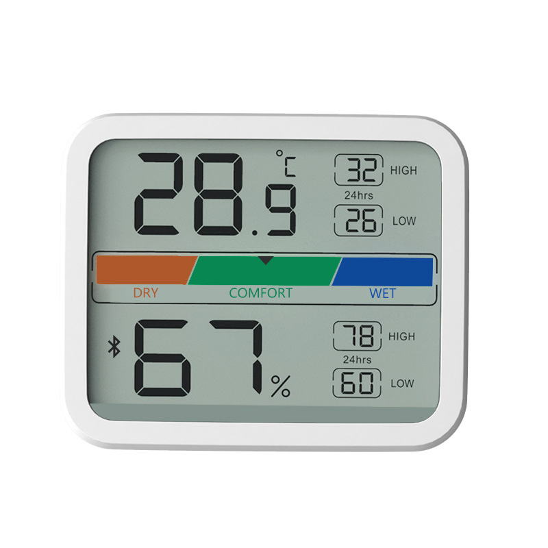 Digitales Thermometer Mit Hygrometer Für Den Innenbereich, Temperatur- Und Feuchtigkeitssensor Mit °f/°c-umschaltung, Max/min-aufzeichnung, Komfortanzeige (weiß)