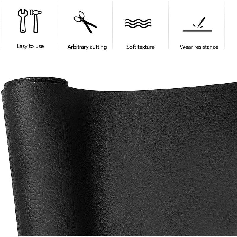 Selbstklebender Reparaturflicken Für Kunstleder, 50 X 137 Cm – Lederflicken – Reparaturaufkleber Für Sofas, Handtaschen, Jacken, Autositze, Möbel – Schwarz