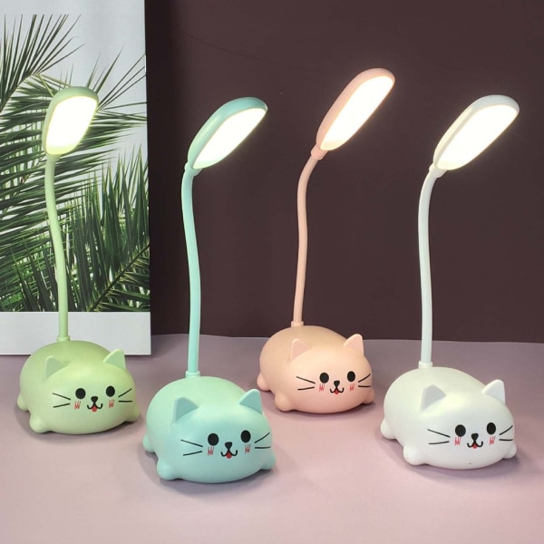 Niedliche Led-nachttischlampe Mit Cartoon-katze, Grünes Nachtlicht