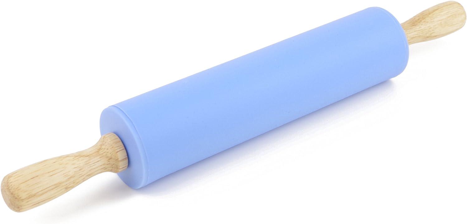 Antihaft-silikon-nudelholz Mit Holzgriff (blau) – 1 Stück