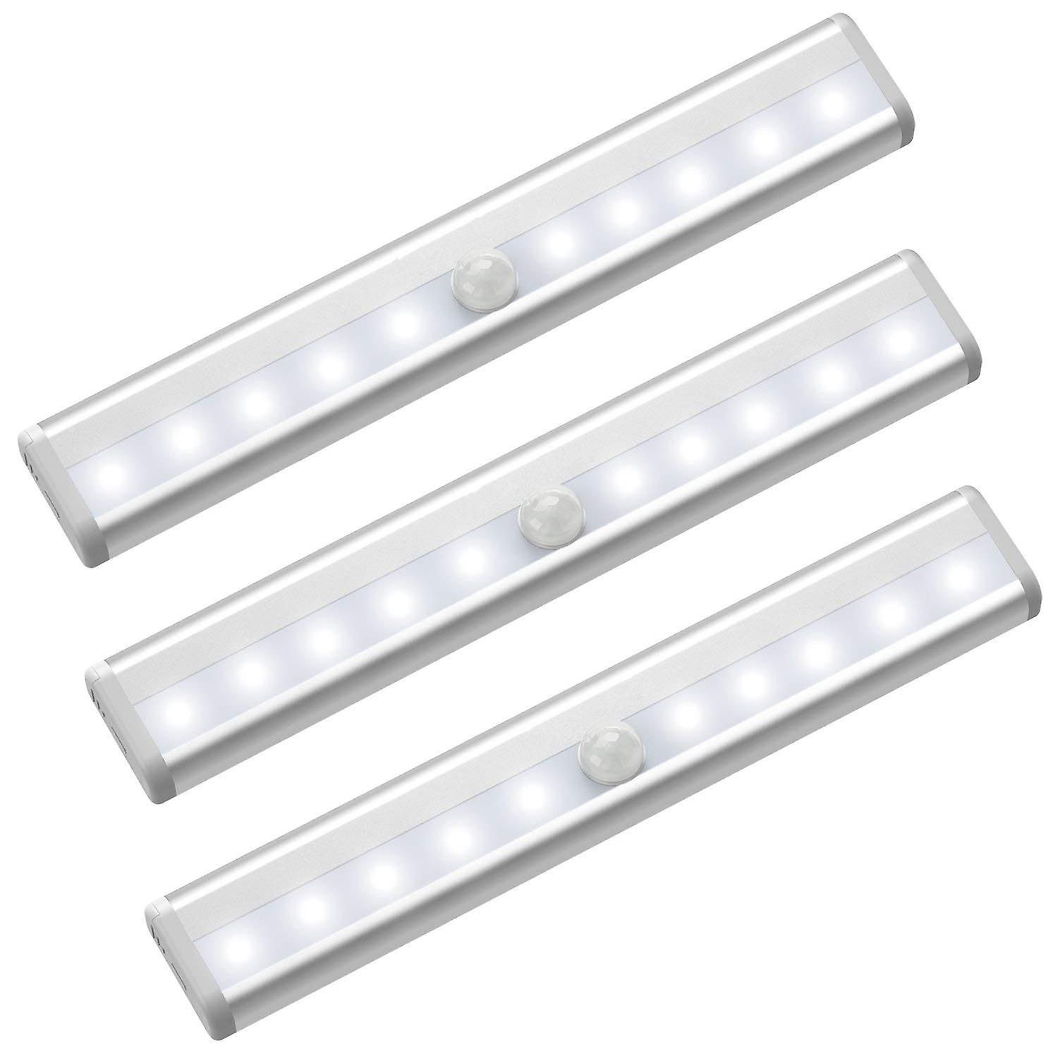 Set Mit 3 Magnetischen Led-lichtleisten Mit Bewegungssensor, 10 Stück Pro Packung, Kabellose, Wiederaufladbare Usb-nachtlichter Für Schränke, Küchen Und Unterbaubeleuchtung