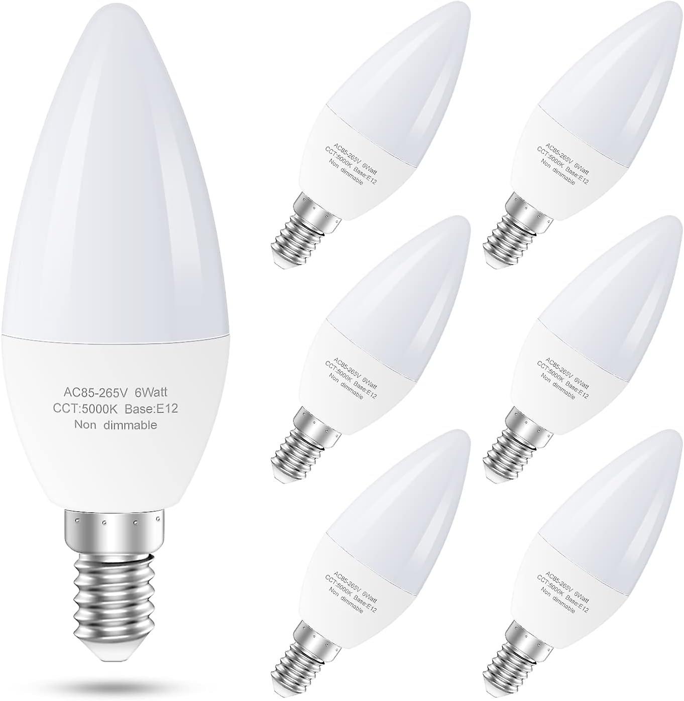6er-pack E12 Led-lampen Für Deckenventilatoren, Entspricht 60 W, Kerzenfassung Typ B Für Kronleuchter Und Kerzenhalter