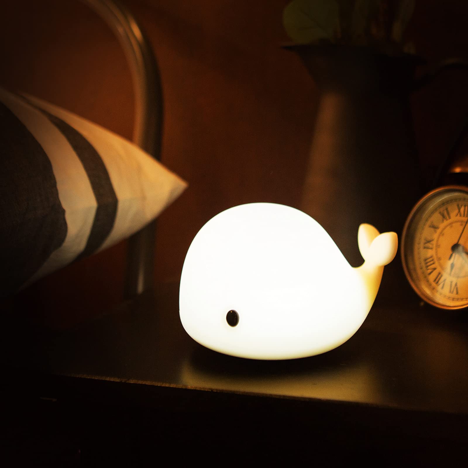 Niedliches Wal-nachtlicht Für Kinder, Kawaii-babylampe Mit 7 Wechselnden Led-farben, Touch-steuerung, Weiches Spielzeug Fürs Schlafzimmer, Usb-aufladbar, Geburtstagsgeschenk Für Mädchen, Jungen Und Ba