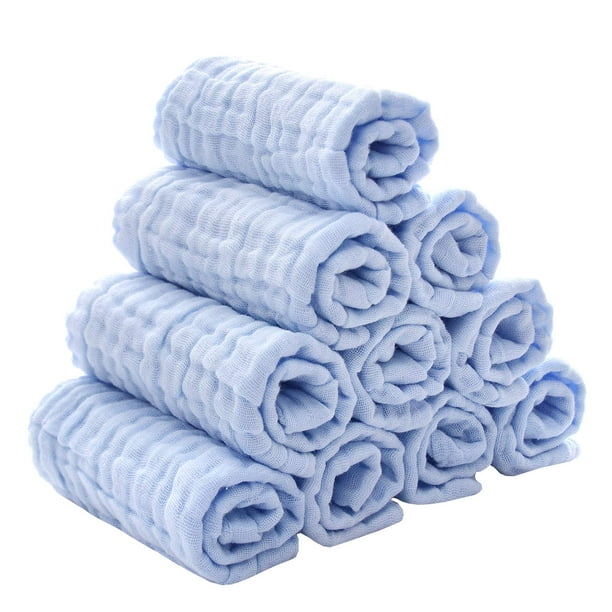 10 Waschbare Babytücher Aus Bio-baumwolle – Set Mit 10 Weichen, 30 X 30 Cm Großen Tüchern Für Empfindliche Haut, Gesicht Und Bad – Blau, Geschenkidee Zur Babyparty