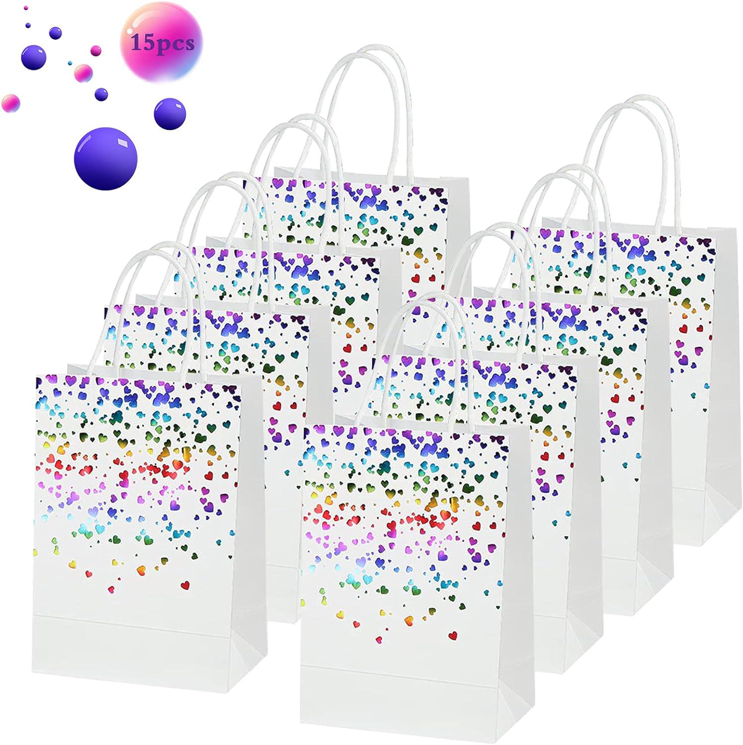 15 Kraftpapiertüten Mit Henkeln, 15er-pack Wiederverwendbare Geschenktüten Für Weihnachten, Hochzeiten, Geburtstage, Partys (farbe)