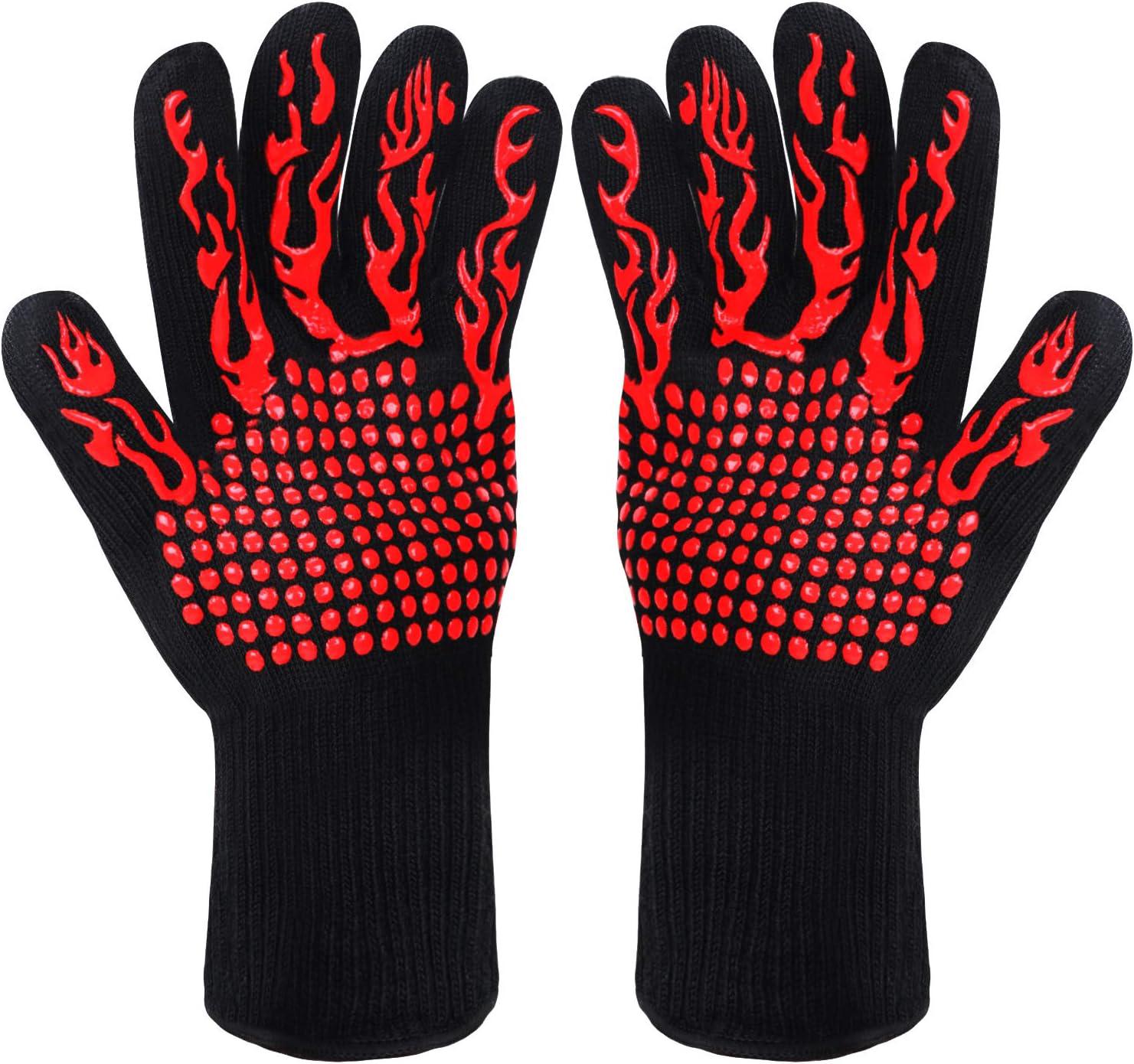 Grillhandschuhe, Ofenhandschuhe, Rutschfeste Silikonhandschuhe, Hitzebeständig Bis 800 °c, Silikonhandschuhe Zum Schweißen, Backen Und Kochen