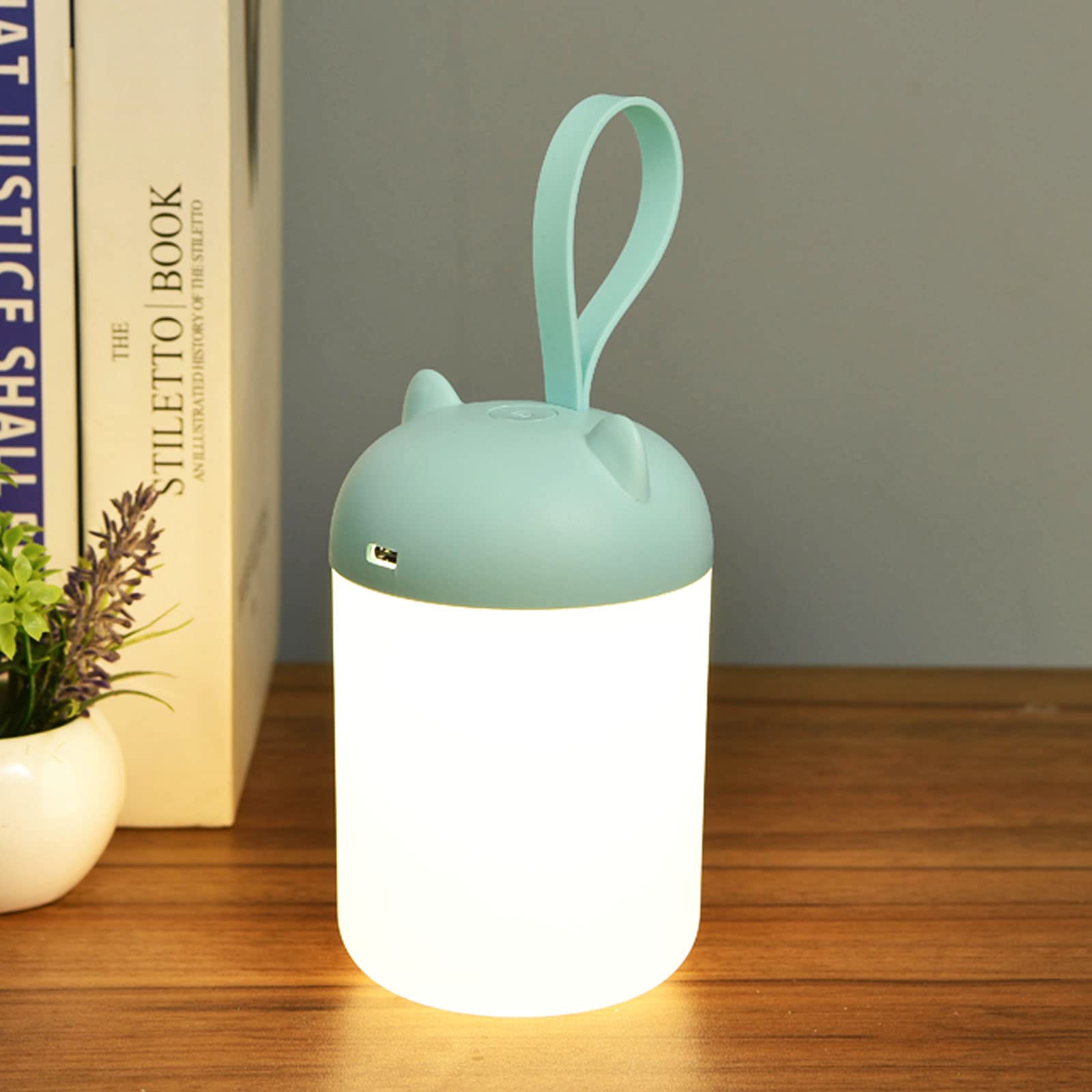 Tragbare Kinderlaterne, Wiederaufladbares Led-nachtlicht 3000k, Campinglampe Und Batteriebetriebene Taschenlampe, Stufenloser Dimmer, Ideal Für Zelte, Babyzimmer, Blau.