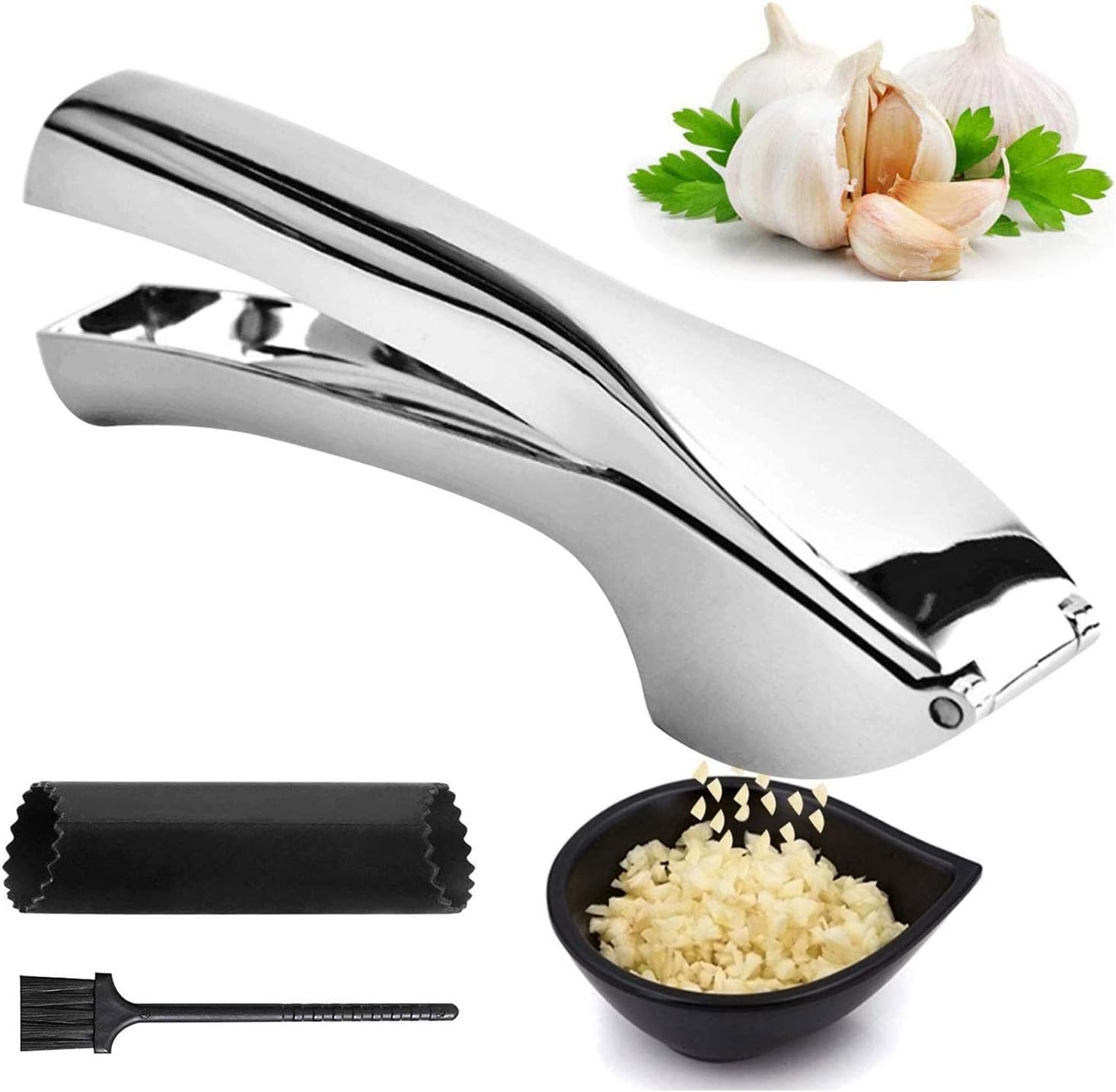Professionelle Knoblauchpresse Aus Edelstahl, Manuelle Knoblauchpresse, Robuste Knoblauchpresse, Knoblauchschneider, Ingwerreibe, Einfach Zu Bedienendes Küchenutensil Für Den Hausgebrauch