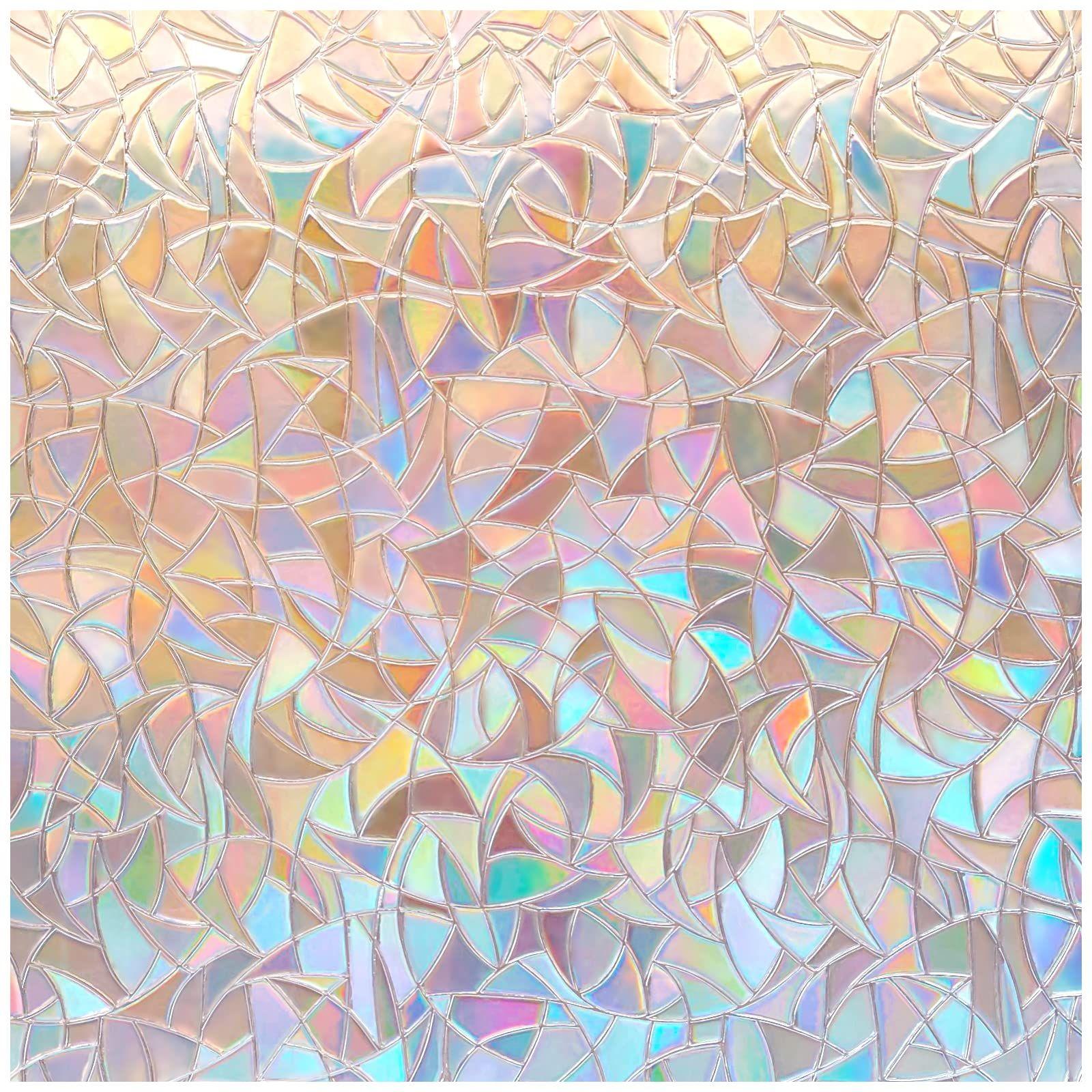Verdunkelungsfolie Mit Regenbogen-buntglas-effekt: Statisch Haftende Rolle Ohne Klebstoff, Dekoratives, Mattiertes 3d-muster (44,5 X 200 Cm).