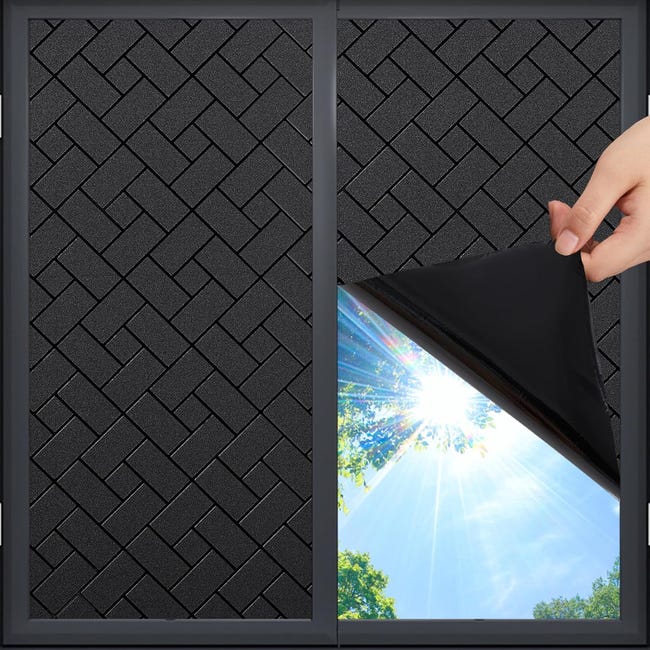 Getönte Fensterfolie, Selbstklebend, Uv-beständig, Blickdicht, Statisch Haftend, Schwarz, 60 X 200 Cm