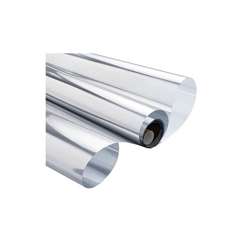 Spiegelfolie Für Fenster (einweg-spiegelung), Blendfrei, Sichtschutz, Wärmedämmung, Uv-schutz, Elektrostatisch, Für Zuhause, Büro, Geschäft, 90 X 300 Cm, Silber