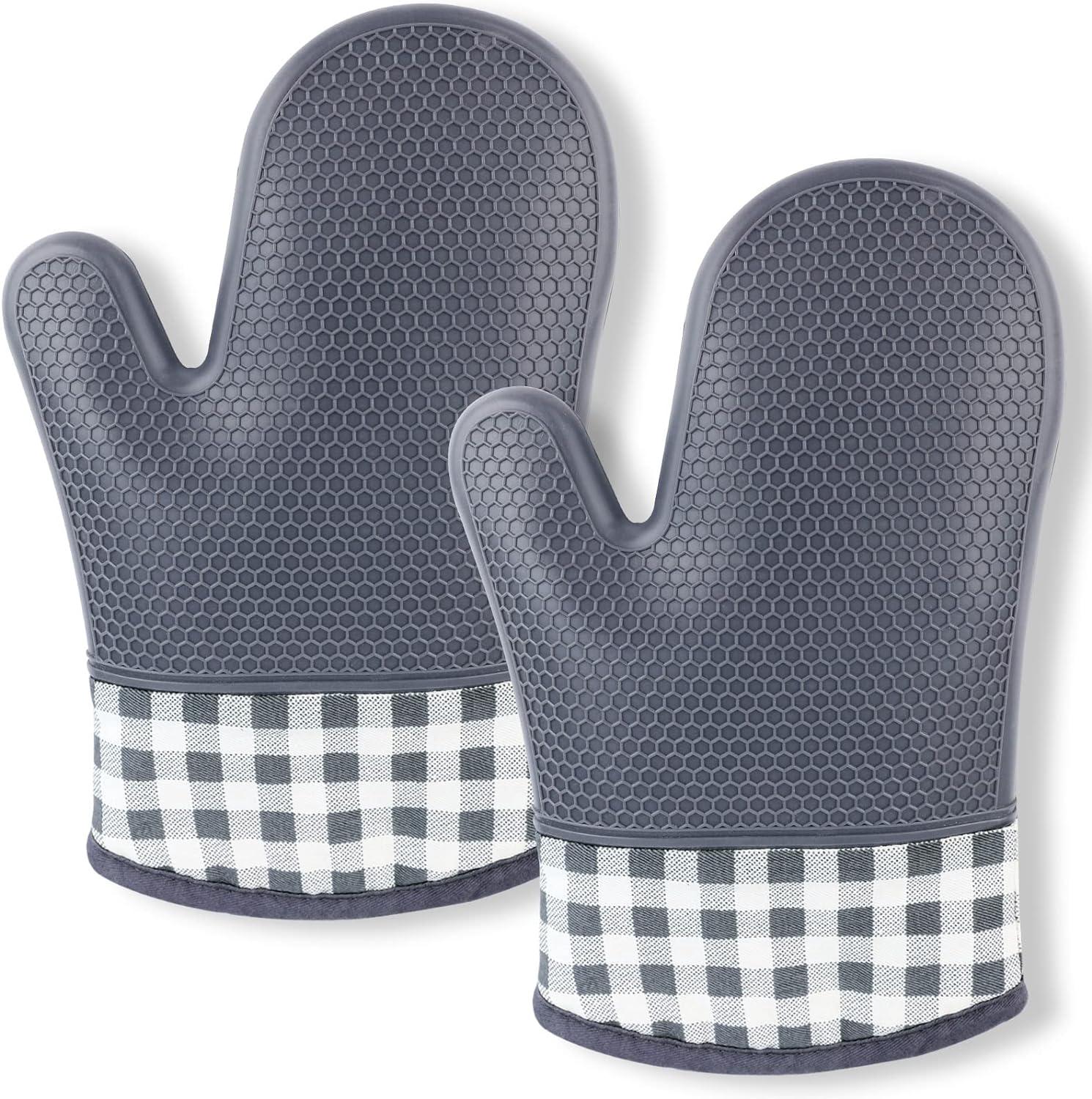 [1 Paar] - Graue Ofenhandschuhe, Hitzebeständig Bis 800°c, Universelle, Rutschfeste Und Hitzebeständige Handschuhe Zum Kochen, Grillen Und Für Kamine