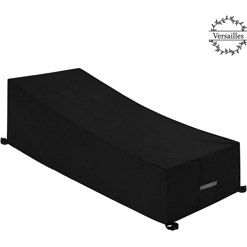 Schutzhülle Für Sonnenliegen, 210d Oxford-gewebe, Wasserdicht, Uv-beständig, Winddicht, Mit Belüftung, 200 X 75 X 40/80 Cm, Schwarz
