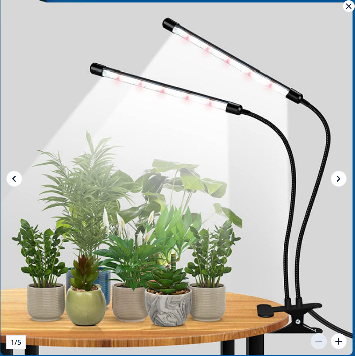 Vollspektrum-led-pflanzenlampe Mit Zwei Armen, 3 Modi Und 10 Lichtintensitäten, Automatischer Timer – Für Zimmerpflanzen