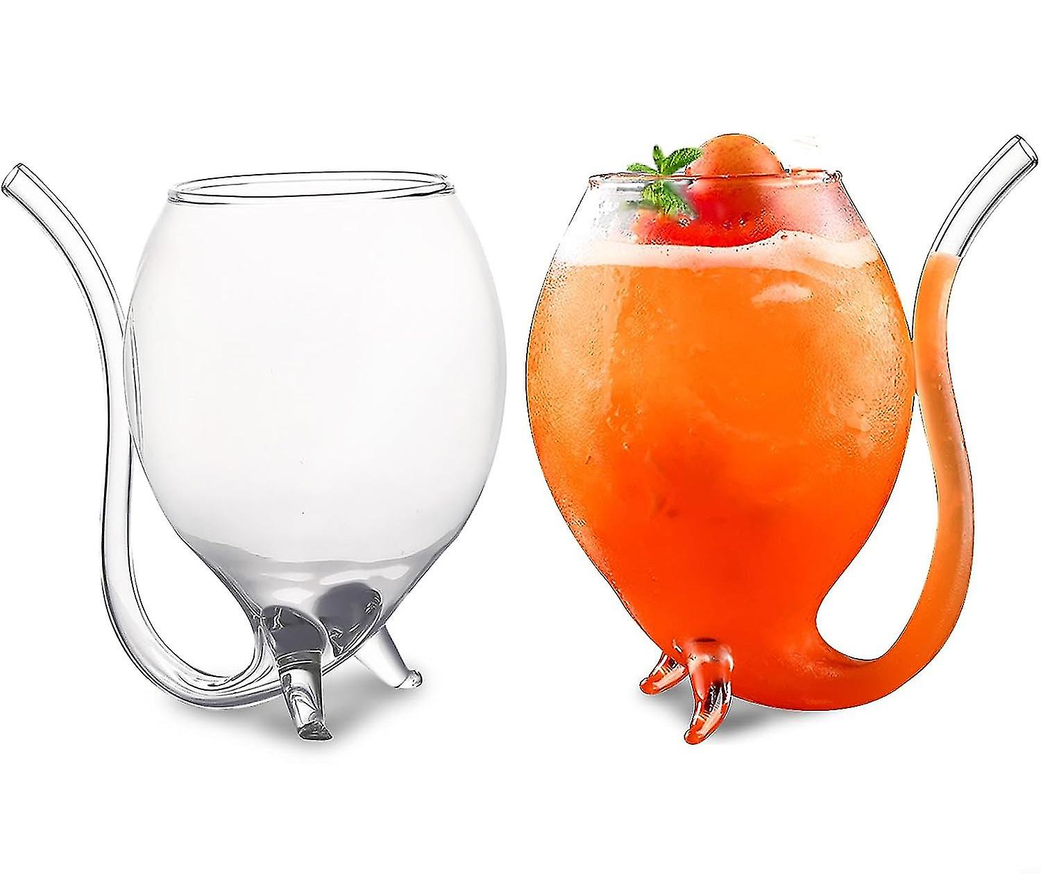 Große, Durchsichtige Martini-cocktailgläser, 360 Ml, Mit Sirupstrohhalm, Set Aus 2 Originellen Trinkbechern