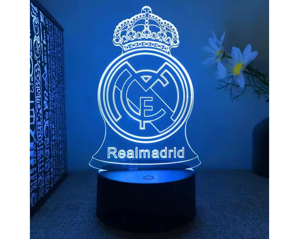 3d-led-nachttischlampe In Fußballform Mit Optischer Täuschung, Fernbedienung, 16 Farben – Das Perfekte Geschenk Für Das Schlafzimmer Eines Fußballfans, Ideal Für Dekorationen Im Madrid- Oder Barcelona