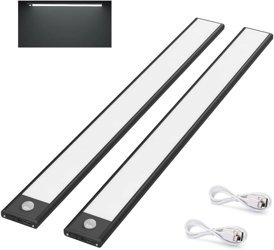 X 30 Cm Led-kleiderschrankleuchten, Kabellos, Usb-aufladbar, Bewegungssensor, 3 Beleuchtungsmodi, 6000 K Kaltweiß, Schwarz