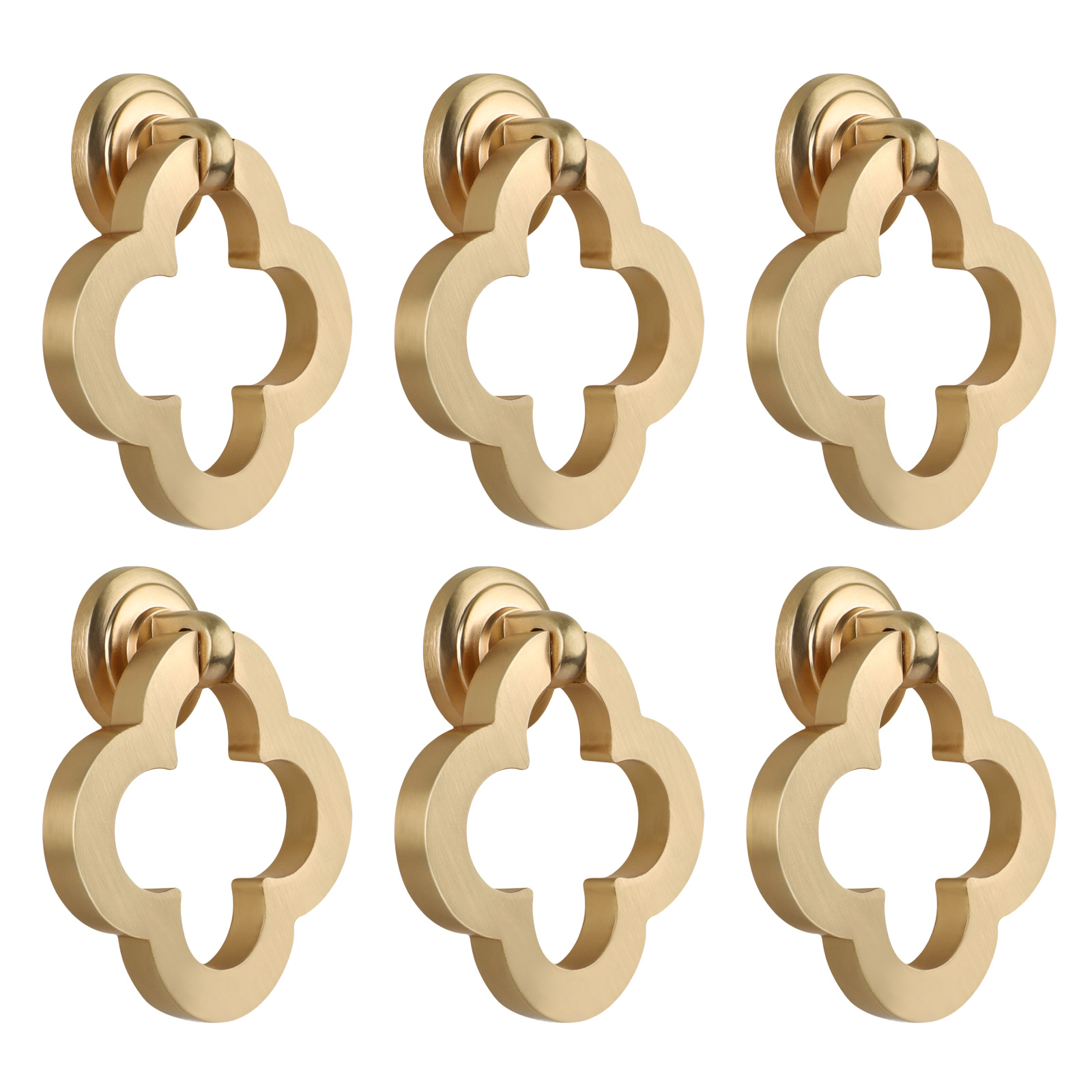 Möbelgriffe Aus Gebürstetem Messing, Set Mit 6 Ringgriffen Für Schubladen, Türen Und Kommoden, Goldfarbene Beschläge