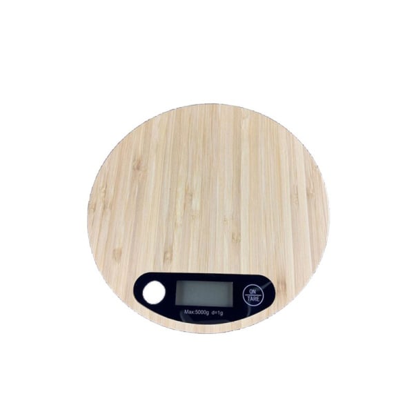 Elektronische Küchenwaage Aus Bambus (5 Kg/1 G), Präzise Digitale Lebensmittelwaage, Rundes Design, Zum Kochen Und Backen