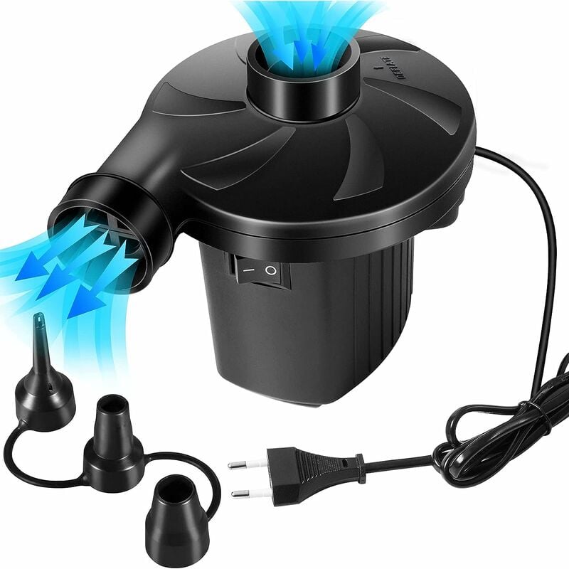 2-in-1-elektropumpe (220 W) Mit 3 Abnehmbaren Düsen Zum Aufblasen Und Ablassen Der Luft Von Matratzen, Kissen, Betten, Booten Und Bojen