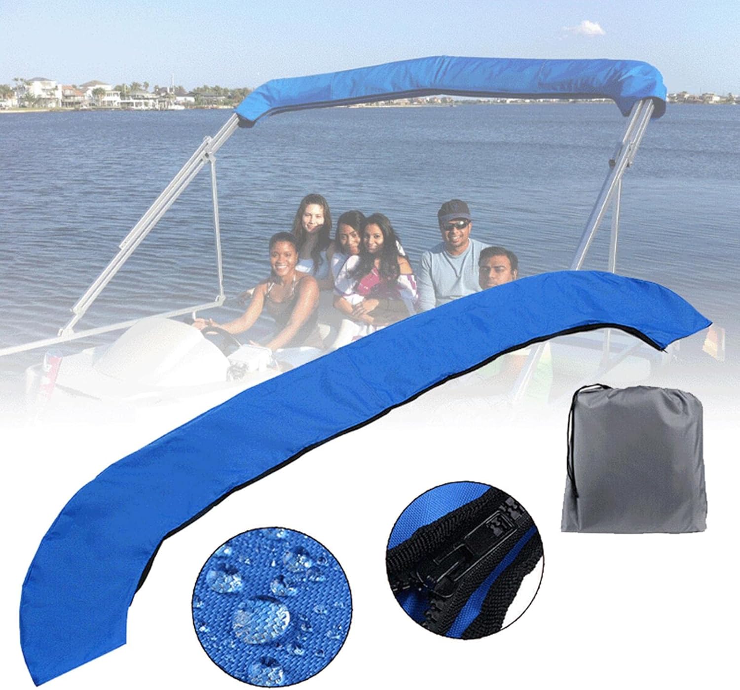 Ersatz-bimini-top-staufachverdeck – Wasserdichtes, Uv-beständiges Segeltuch, 3 Stangen, 137–152 Cm Breit
