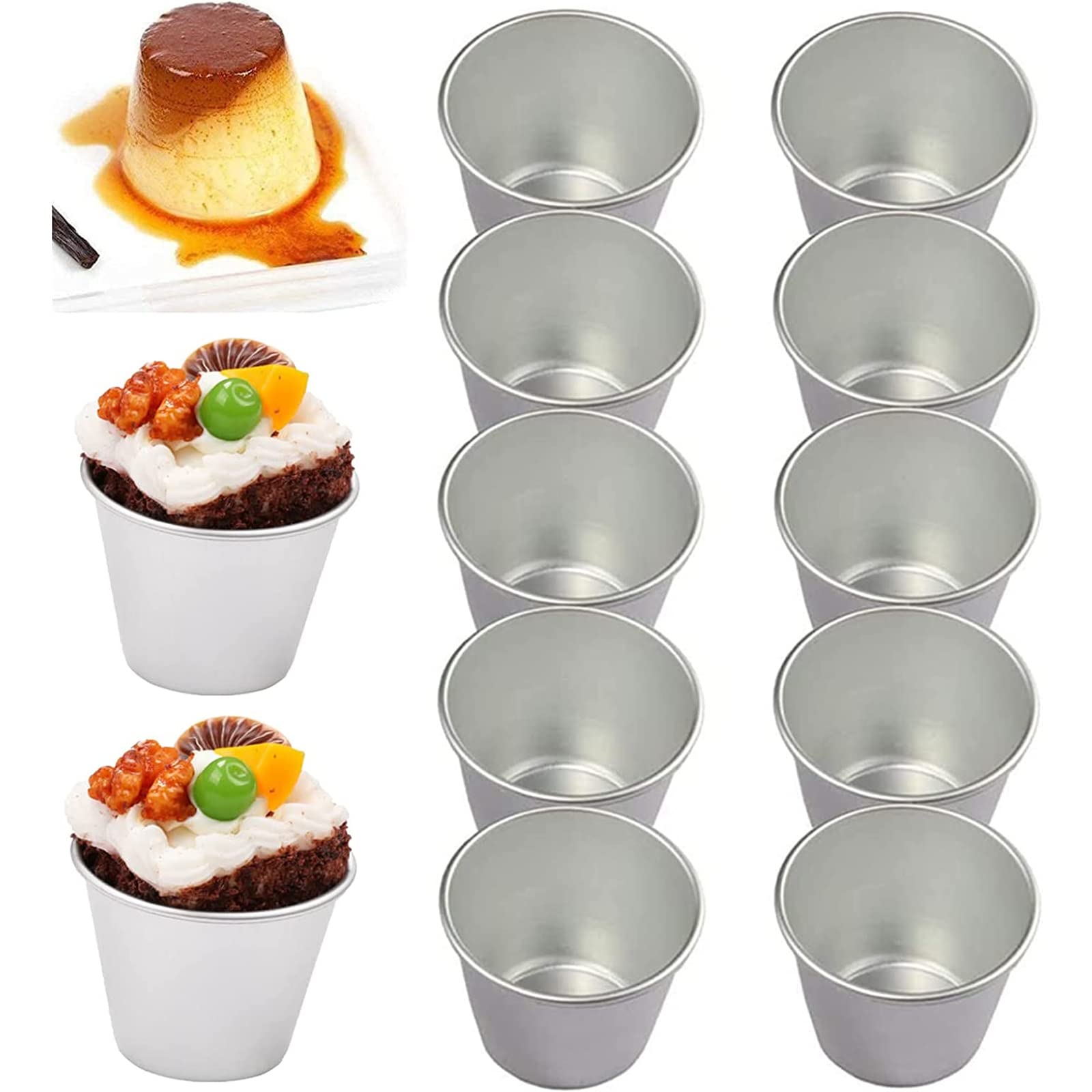 10 Antihaftbeschichtete Aluminium-puddingformen, 10 Mini-muffinformen, Backförmchen, Törtchen- Und Cupcake-förmchen
