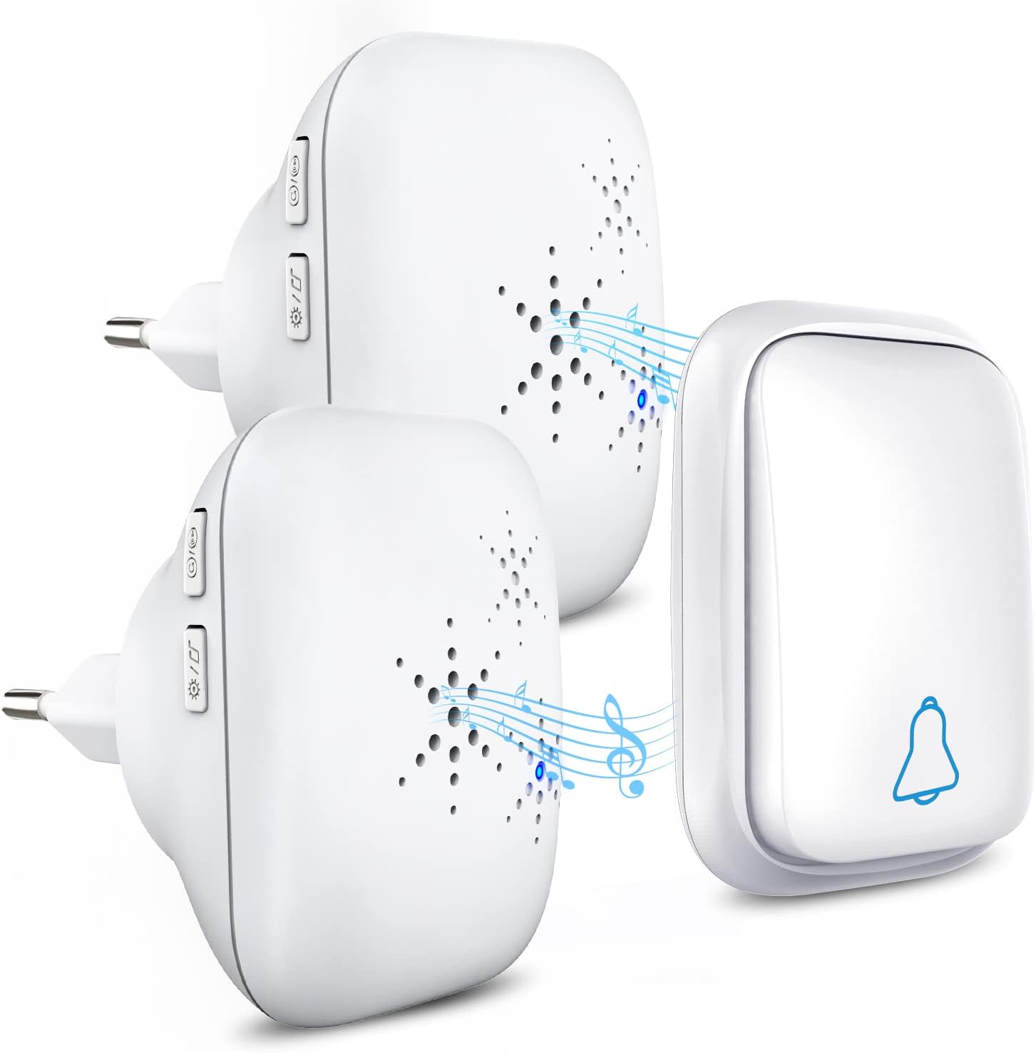 Ip68 Wasserdichte, Kabellose Außentürklingel Mit 2 Empfängereinheiten – 150 M Reichweite – 4 Einstellbare Lautstärken – 37 Melodien – Batterieloser Betrieb
