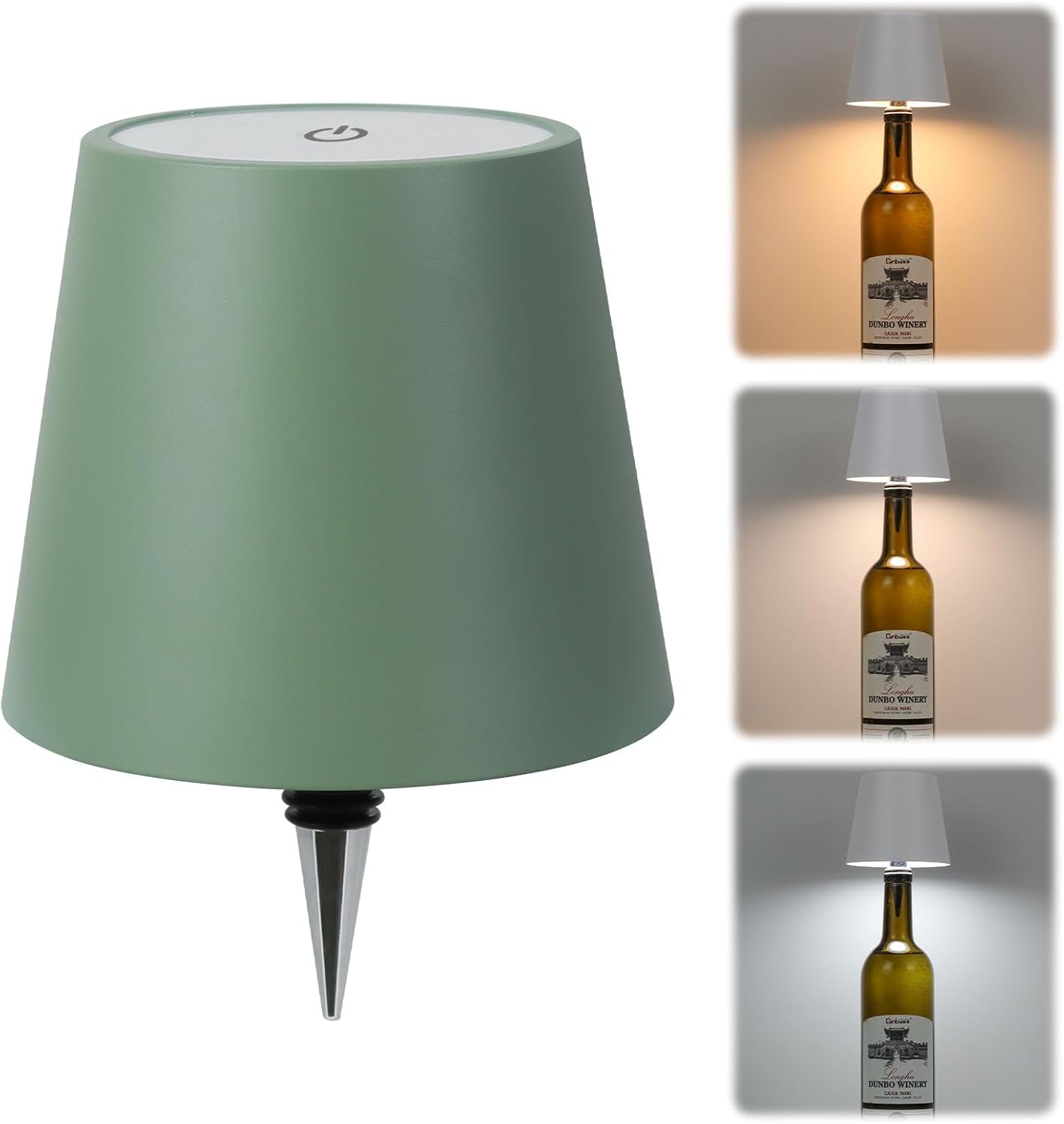 Wiederaufladbare Flaschenlampe, Kabellose Weinflaschenbeleuchtung Mit 3 Schirmen Für Bars Und Restaurants (grün, 1 Stück)