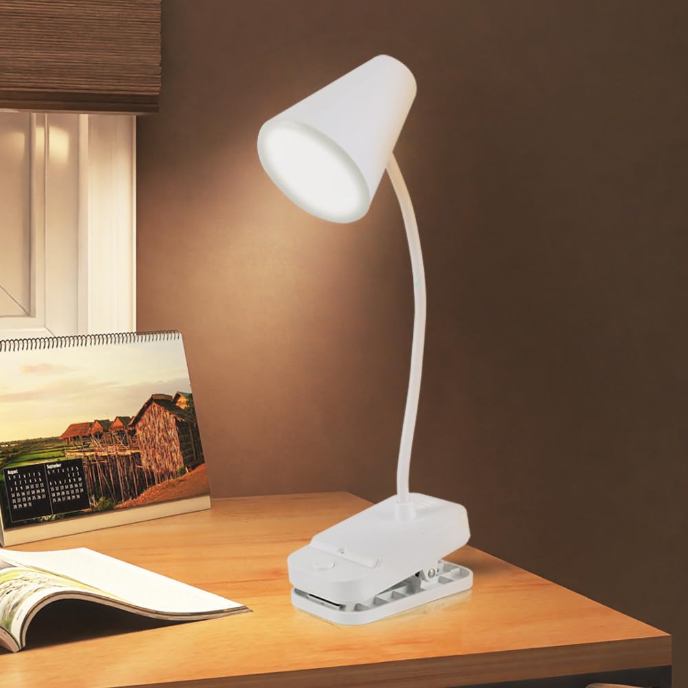 Weiße Led-leselampe, Klemmleuchte Mit Usb-anschluss, Freistehend Oder Zum Anklemmen, Batterie- Und Usb-betrieben, 360° Drehbarer, Flexibler Arm, Weiches, Augenschonendes Licht, Niedliche Kleine Schrei