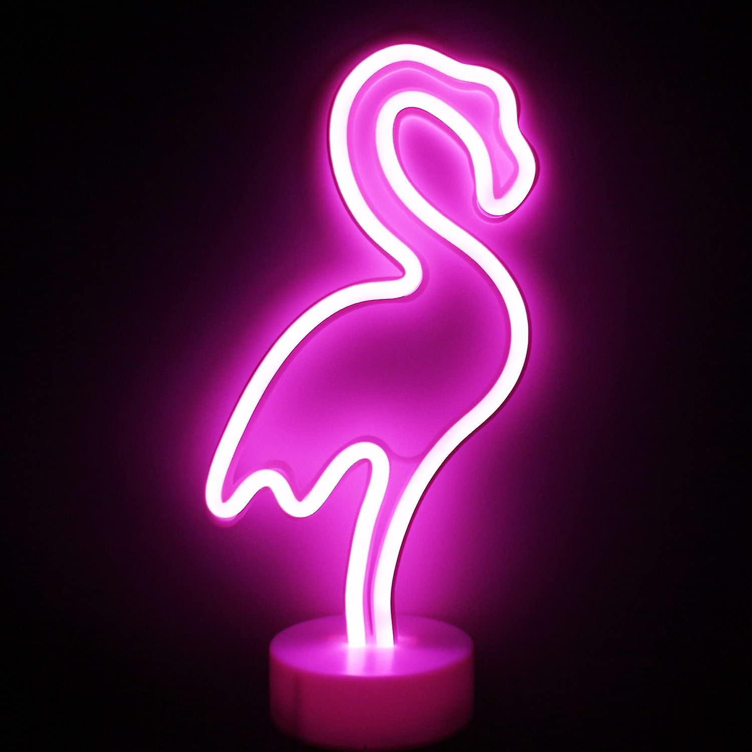 Led-neon-flamingo-schild, Pinkfarbenes Geschenk Für Mädchenzimmer, Leuchtende Flamingo-lampe, Usb-betrieben, Batteriebetrieben