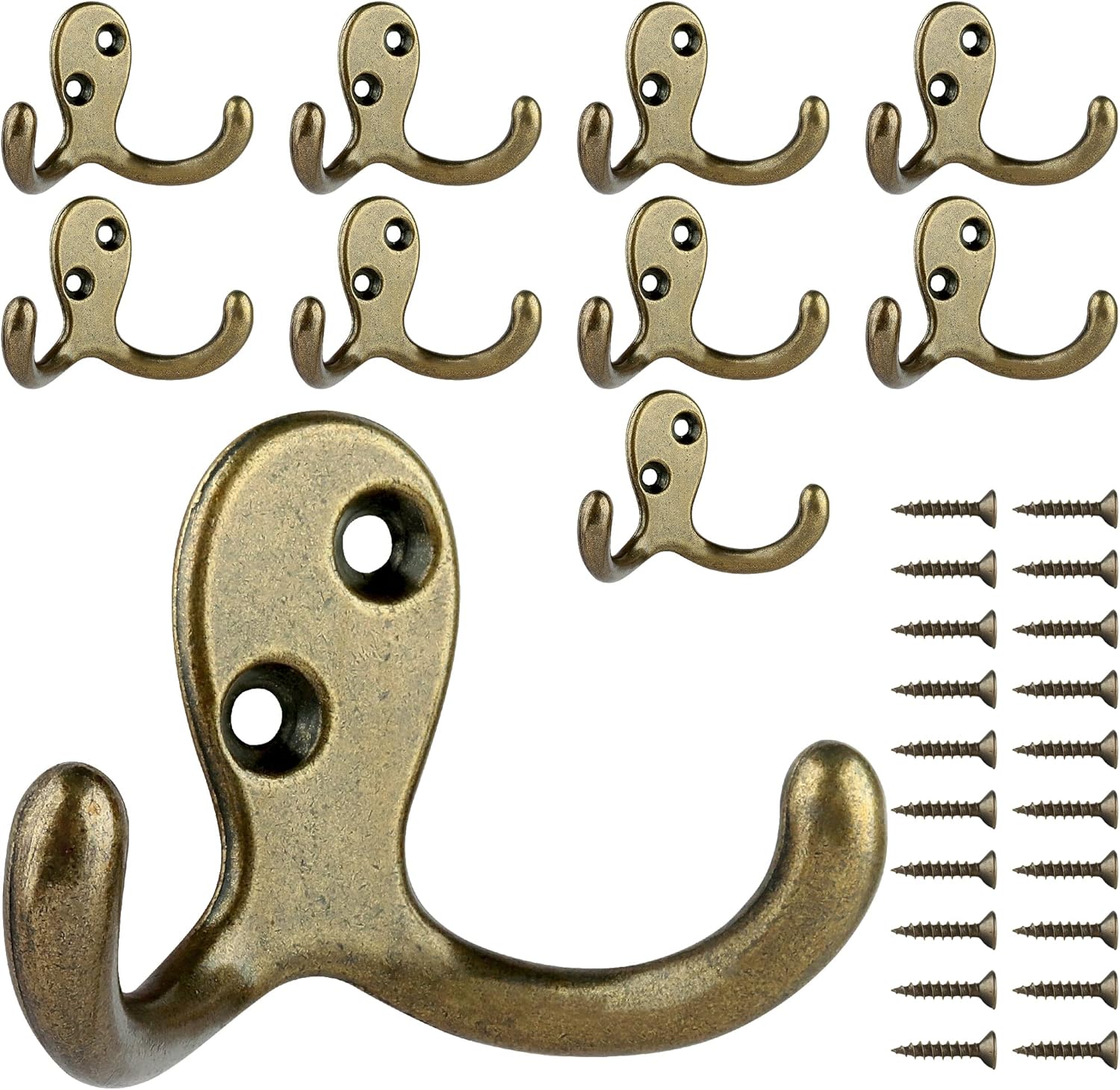10 Verstärkte Doppelwandhaken Mit 20 Retro-schrauben, Universalhaken Für Mäntel, Schals, Taschen, Bronze, 68 X 40 Mm