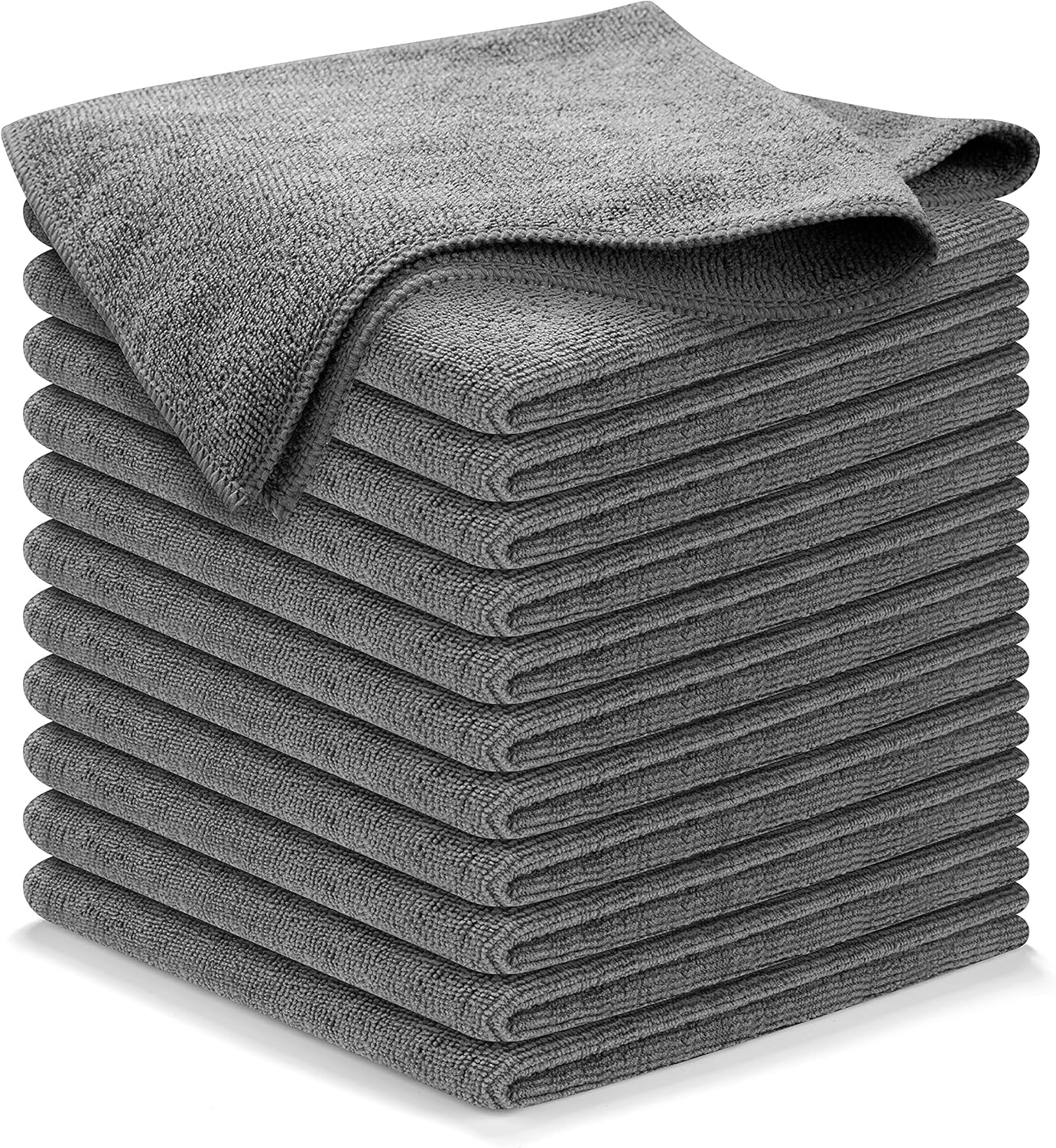 Graue Mikrofasertücher – 10er-pack (31,75 X 31,75 Cm) – Leistungsstark – Waschbeständig Bis 1200 Mal, Hochwertige Mikrofaser-frottee-textur