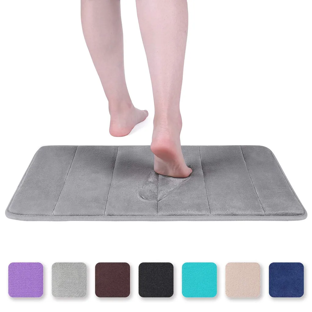 Badematte Aus Memory-schaum, Saugfähig Und Rutschfest, Waschbar, Fürs Badezimmer – 40 X 60 Cm, Grau