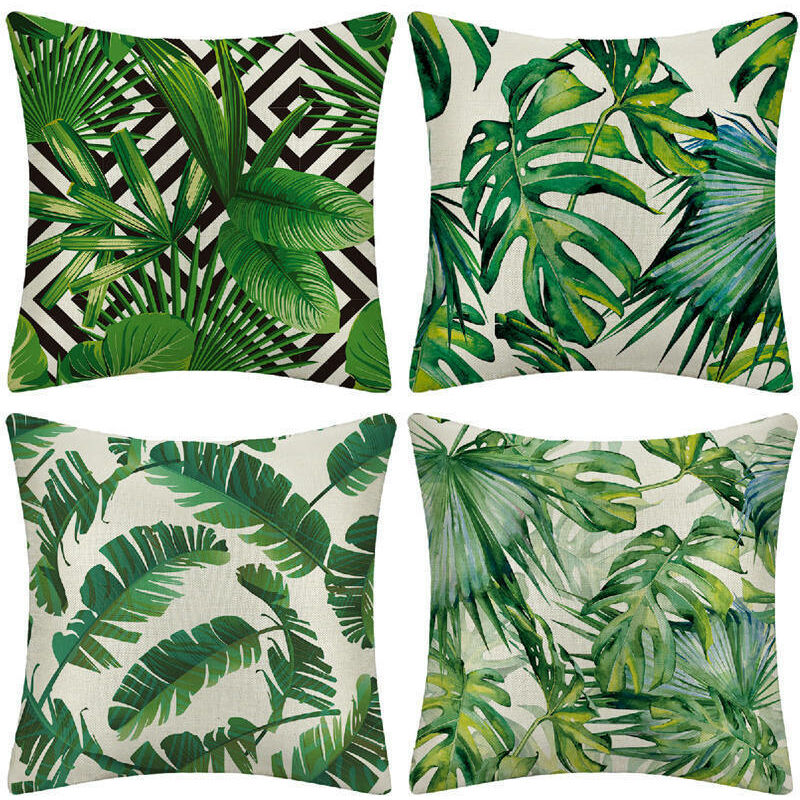Outdoor-kissenbezug, 4er-pack Wasserdichte Kissenbezüge Mit Grünem Tropenblattmuster Für Sofa, Dekokissen Für Terrasse, Garten, Wohnzimmer, Schlafzimmer, 45 X 45 Cm - Tropical 01