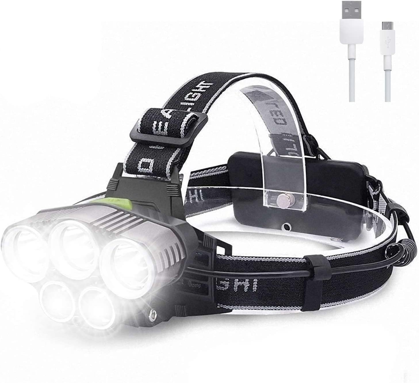 Leistungsstarke, Wiederaufladbare Led-stirnlampe Mit 10.000 Lumen, 6 Leuchtmodi, Starke Ausleuchtung, Freihändige Nutzung Beim Camping, Schutzart Ipx5 – Geeignet Für Kinder Und Zum Lesen