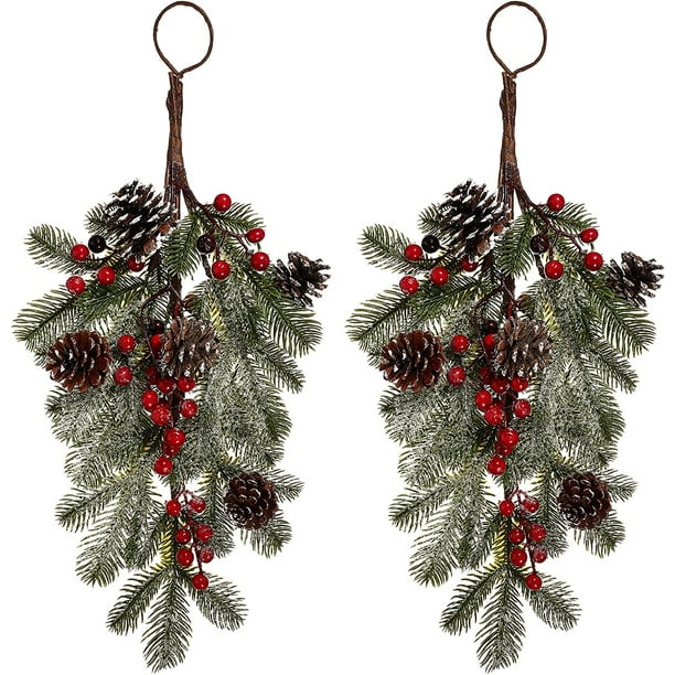 Beleuchtete 21,7-zoll-weihnachtsgirlande Für Treppengeländer, 2-teilig, Weihnachtsdekoration Für Den Außenbereich, Leuchtender Tropfenaufhänger Für Garagentor