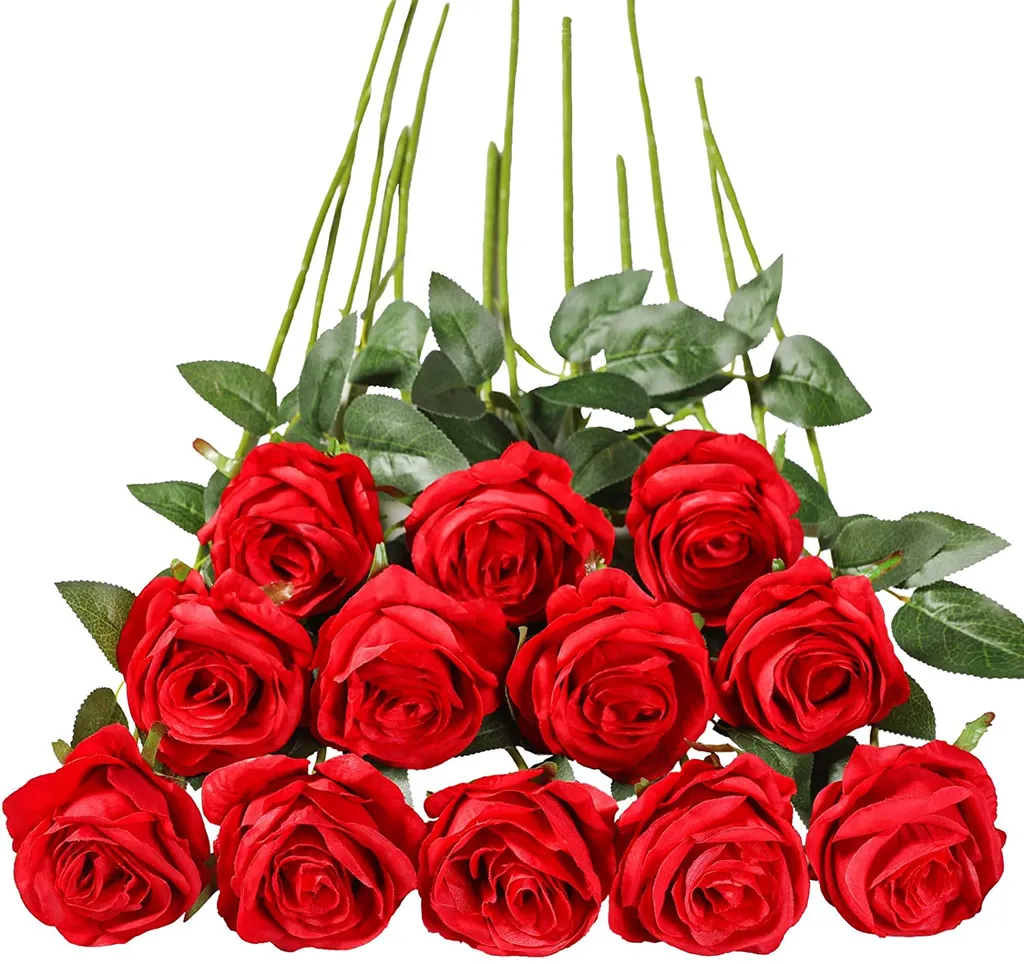 Künstliche Rosen, 12er-set, Dekorative Seidenblumen Mit Einem 50 Cm Langen Stiel, Realistische Rosen Für Haus, Garten, Party, Hotel, Hochzeit, Rote Blumendekoration
