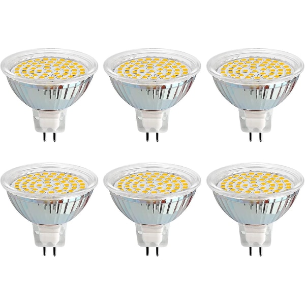 6er-pack Gu5.3 Mr16 12v 3w Warmweiße 6000k Led-lampen, 50 Mm, Entspricht 30w, 300lm, Ac/dc 12v, Gu5.3 Einbaustrahler, Energieklasse A+
