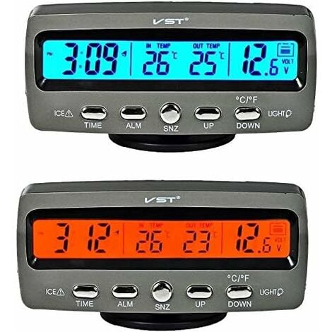 2-in-1-autouhr Und Thermometer, Duale Innen-/außentemperaturanzeige, Innen-/außentemperatursensor, Elektronisches Auto-messgerät