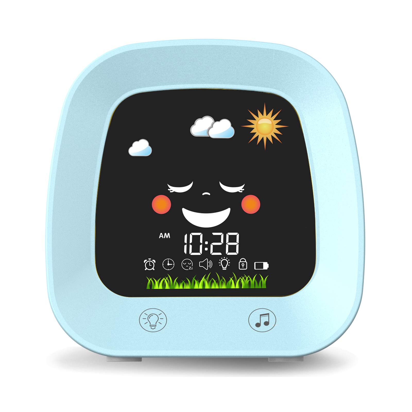 Kinderwecker, Farblichtwecker Zum Lernen Der Uhrzeit, Babyschlafwecker Mit Nachtlicht, Weißem Rauschen, Nickerchen-timer, Niedlicher Digitaler Wecker Für Mädchen Und Jungen, Blau