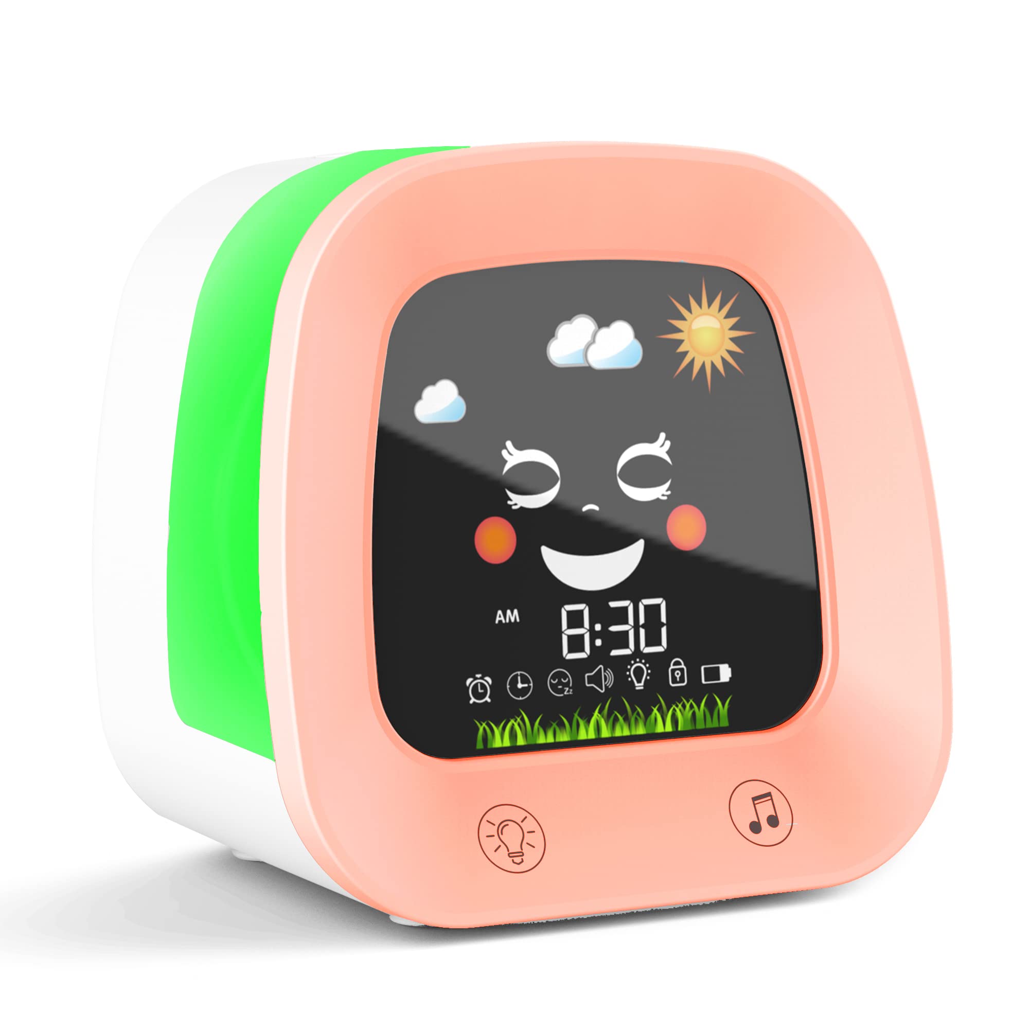Kinderwecker Für Mädchen, Babywecker Mit Nachtlicht, Weißrauschgenerator, Nickerchen-timer, Schlaftraining, Niedlicher Rosa Digitalwecker