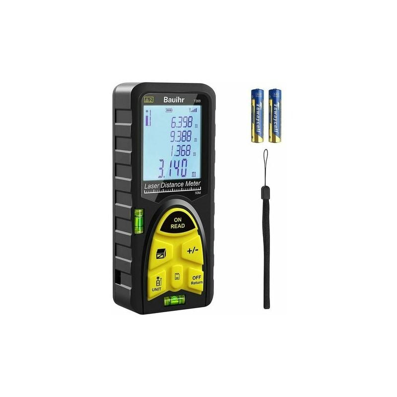 Laser-entfernungsmesser-set (50 M, 165 Ft), Tragbarer Digitaler Laser-entfernungsmesser, Handmessgerät Mit Wasserwaage, Hintergrundbeleuchtetem Lcd-bildschirm Und Ip54-wasserschutz