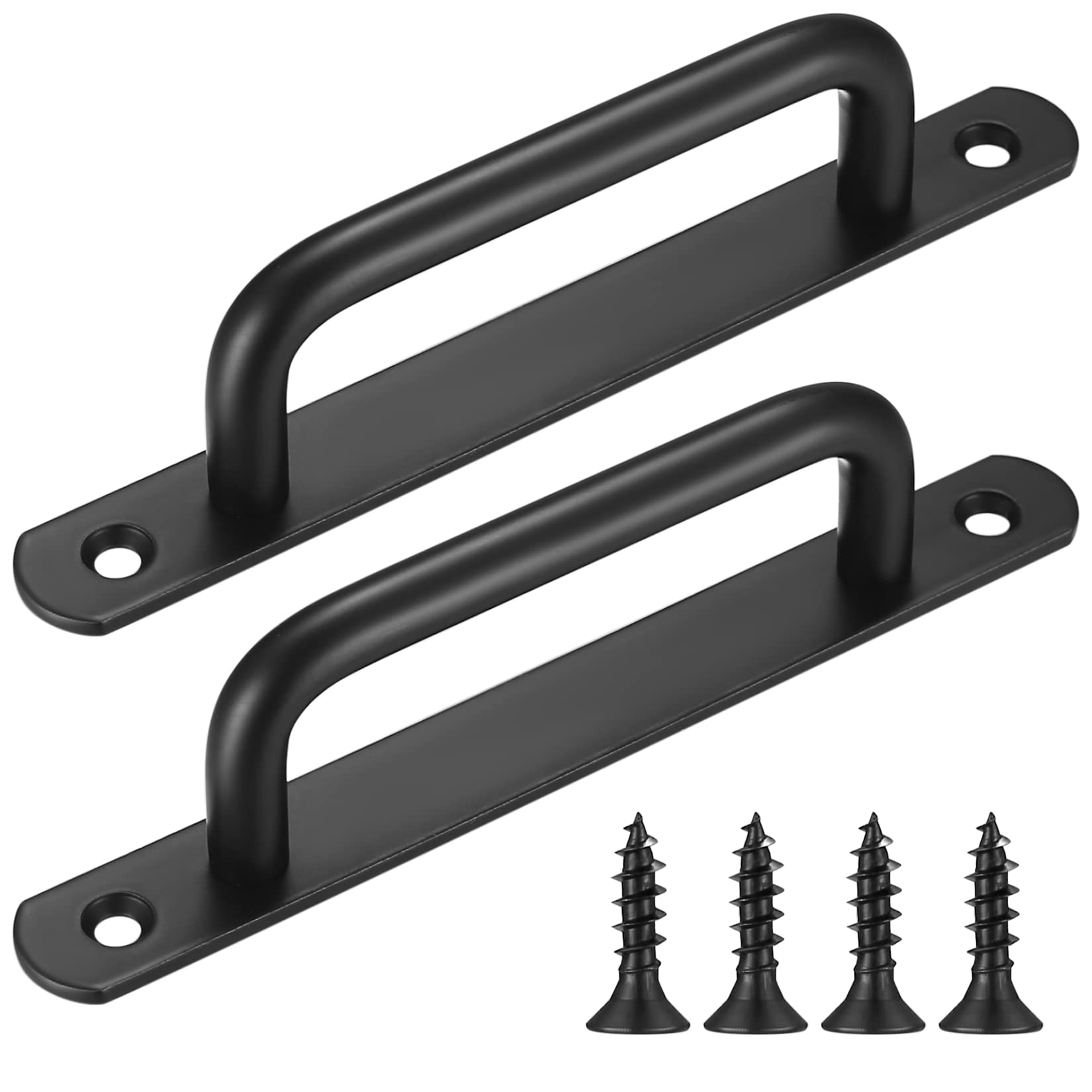 Schiebetürgriffe Im Scheunentor-stil, Zuggriffe Mit Edelstahlplatte Für Scheunentüren, Schränke, Kleiderschränke, Schwarz (160 Mm)